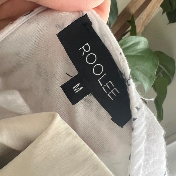 Roolee White Navy Floral Knee Length Modest Dress M - Picture 13 of 14